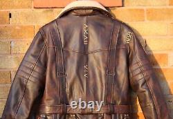 Elder Maxson Fallout Distressed Brown Cowhide Leather Long Coat / XS-5X Custom