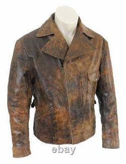 Escape from LA Kurt Russell Snake Plissken Distressed Brown Leather Jacket