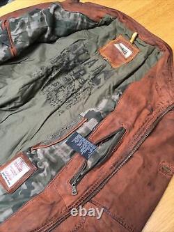 Excellent Camel Active XL 50in Distressed Soft Leather Motorcycle Jacket