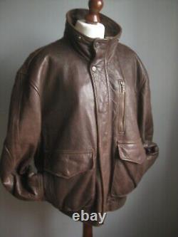 FLYING LEATHER JACKET 46 48 50 aviator bomber ANDREW MARC NEW YORK distressed