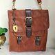 Fossil Leather Crossbody Bag Mens Travel Messenger Retro Distressed Brown Large
