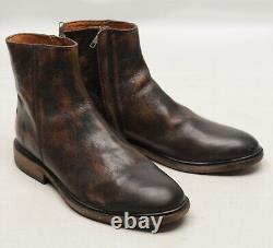 FRYE Chris Mens Inside Zip Ankle Boots 9 D Distressed Brown Leather Plain Toe