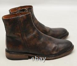 FRYE Chris Mens Inside Zip Ankle Boots 9 D Distressed Brown Leather Plain Toe