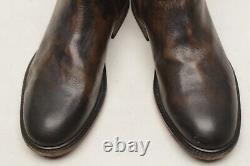 FRYE Chris Mens Inside Zip Ankle Boots 9 D Distressed Brown Leather Plain Toe