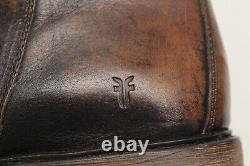 FRYE Chris Mens Inside Zip Ankle Boots 9 D Distressed Brown Leather Plain Toe