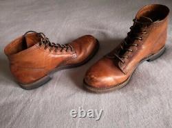 FRYE Men's PRISON BOOTS Size 9 UK Cognac Brown SUPERB CONDITION Distressed Look