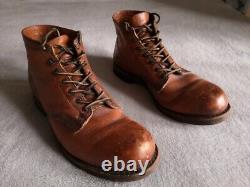 FRYE Men's PRISON BOOTS Size 9 UK Cognac Brown SUPERB CONDITION Distressed Look