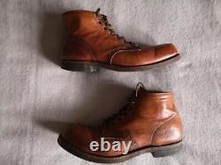 FRYE Men's PRISON BOOTS Size 9 UK Cognac Brown SUPERB CONDITION Distressed Look