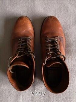 FRYE Men's PRISON BOOTS Size 9 UK Cognac Brown SUPERB CONDITION Distressed Look