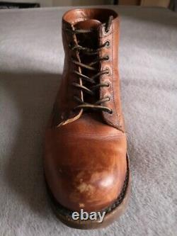 FRYE Men's PRISON BOOTS Size 9 UK Cognac Brown SUPERB CONDITION Distressed Look