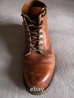 FRYE Men's PRISON BOOTS Size 9 UK Cognac Brown SUPERB CONDITION Distressed Look