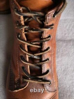 FRYE Men's PRISON BOOTS Size 9 UK Cognac Brown SUPERB CONDITION Distressed Look