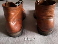 FRYE Men's PRISON BOOTS Size 9 UK Cognac Brown SUPERB CONDITION Distressed Look