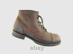 FRYE Mens Distressed Brown Leather LOGAN CAP TOE Boots Size 10.5D