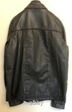 Fat Face Mens Brown Distressed Leather Jacket Large EXCELLENT