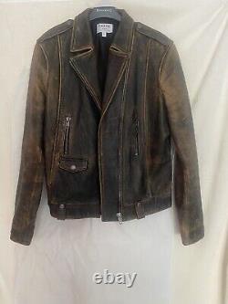 Frame Denim Brown distressed leather jacket