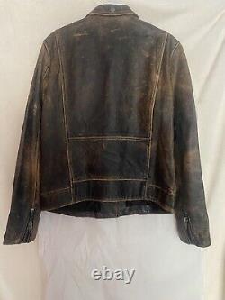Frame Denim Brown distressed leather jacket