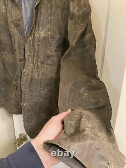 Freenote Cloth Riders Waxed Canvas Jacket Distressed Large Made In USA