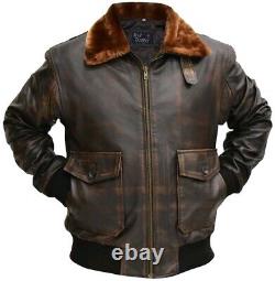 G-1 Aviator Bomber A-2 Flight Classic Distressed Brown Men's Real Leather Jacket