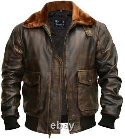 G-1 Aviator Bomber A-2 Flight Classic Distressed Brown Men's Real Leather Jacket