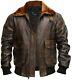 G-1 Flying Aviator Bomber A-2 Flight Distressed Brown Men's Real Leather Jacket