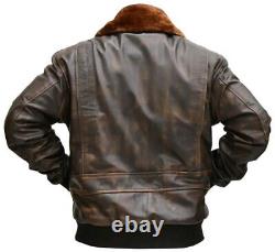 G-1 Flying Aviator Bomber A-2 Flight Distressed Brown Men's Real Leather Jacket