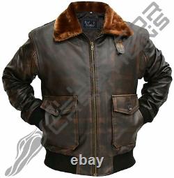 G1 WWll Distressed Bomber Leather Jacket, Aviator Pilot Real Leather Men Jacket