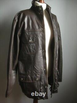 GENUINE LEATHER FIELD COAT JACKET XL 46 48 HIDEPARK soft distressed warm mens