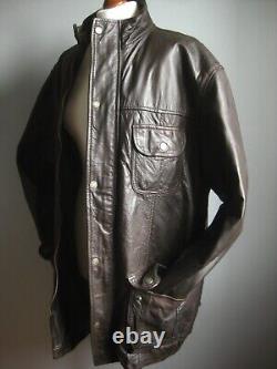 GENUINE LEATHER FIELD COAT JACKET XL 46 48 HIDEPARK soft distressed warm mens