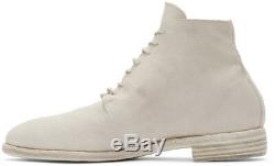 GUIDI Grey Suede Distressed Boots Leather Lace-up 44 10 11 A1923