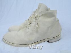 GUIDI Grey Suede Distressed Boots Leather Lace-up 44 10 11 A1923