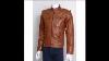 Goatskin Men Banded Collar Tan Shade Vintage Brown Biker Leather Jacket