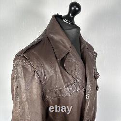 Golden Collection By Raffaelo Chocolate Brown Leather Coat Jacket Patina Men's L