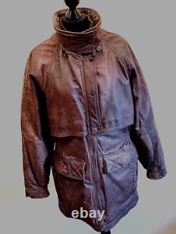 Golden Goose Distressed Luxury Brown Leather Jacket Coat Size 14 UK 38 Biker