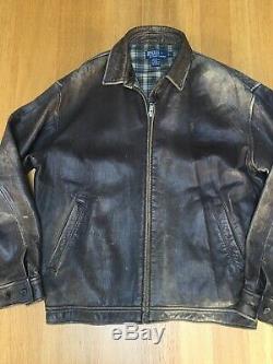 Gorgeous Vintage Ralph Lauren RRL Mens L 50in Distressed Leather Bomber Jacket