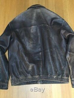 Gorgeous Vintage Ralph Lauren RRL Mens L 50in Distressed Leather Bomber Jacket