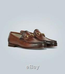 Gucci 1953 Horsebit Loafer Distressed Brown with Gold Bit 10 US 11 Made in Italy