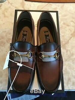 Gucci 1953 Horsebit Loafer Distressed Brown with Gold Bit 10 US 11 Made in Italy