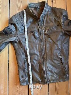 Gypsy Real Leather Brown Distressed vintage Jacket Biker Casual Size M, Slimfit