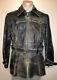 Haelson Germany Vtg 40s Motorcycle Distressed Horsehide Leather Jacket, Size M