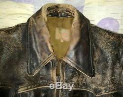 HAELSON Germany VTG 40s Motorcycle Distressed Horsehide Leather Jacket, size M