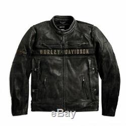 HARLEY-DAVIDSON Men's PASSING LINK Genuine Cow Leather Riding Jacket Distressed
