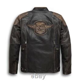 HD Triple Vent System Trostel Distressed Leather Biker Jacket With Free Shipping