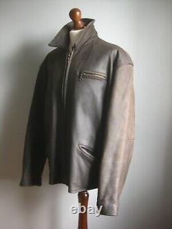 HELIUM biker LEATHER JACKET distressed bomber vintage 48 XL waxed soft real 50