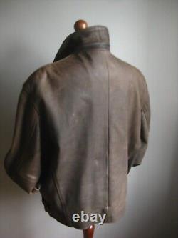 HELIUM biker LEATHER JACKET distressed bomber vintage 48 XL waxed soft real 50