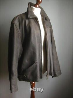 HELIUM biker LEATHER JACKET distressed bomber vintage 48 XL waxed soft real 50