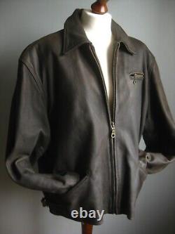 HELIUM biker LEATHER JACKET distressed bomber vintage 48 XL waxed soft real 50