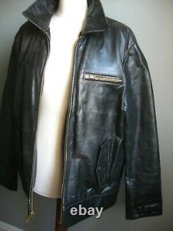 HIGHWAYMAN leather JACKET Large 44 46 coat GAP distressed sherpa biker warm