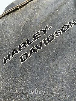 Harley Davidson BILLINGS Brown Leather Bomber Jacket Mens XL Distressed