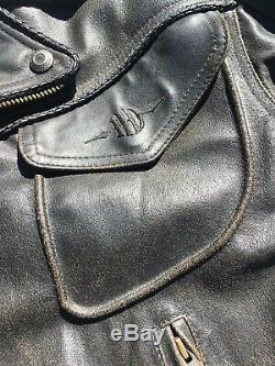 Harley Davidson BILLINGS Brown Leather Jacket Mens Medium Distressed